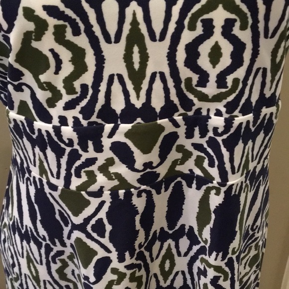 Jude Connally Navy and Olive Green Ikat Sleeveless Shift Dress - Picture 4 of 8